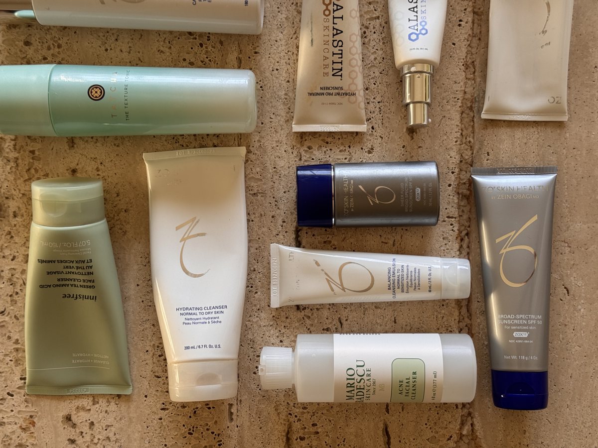 gentle face cleanser shelf: ZO SKIN HEALTH, innisfree, ZO SKIN HEALTH, Mario Badescu, ZO SKIN HEALTH, ALASTIN