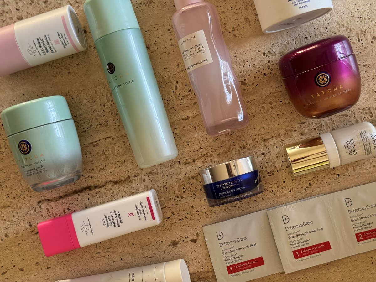 skincare shelf: Drunk Elephant, Glow Recipe, ZO SKIN HEALTH, TATCHA, TATCHA, Sunday Riley