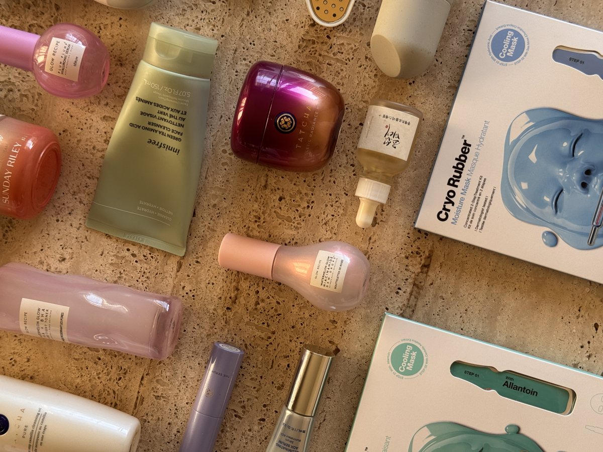 skincare shelf: Glow Recipe, Glow Recipe, innisfree, TATCHA, TATCHA, TATCHA