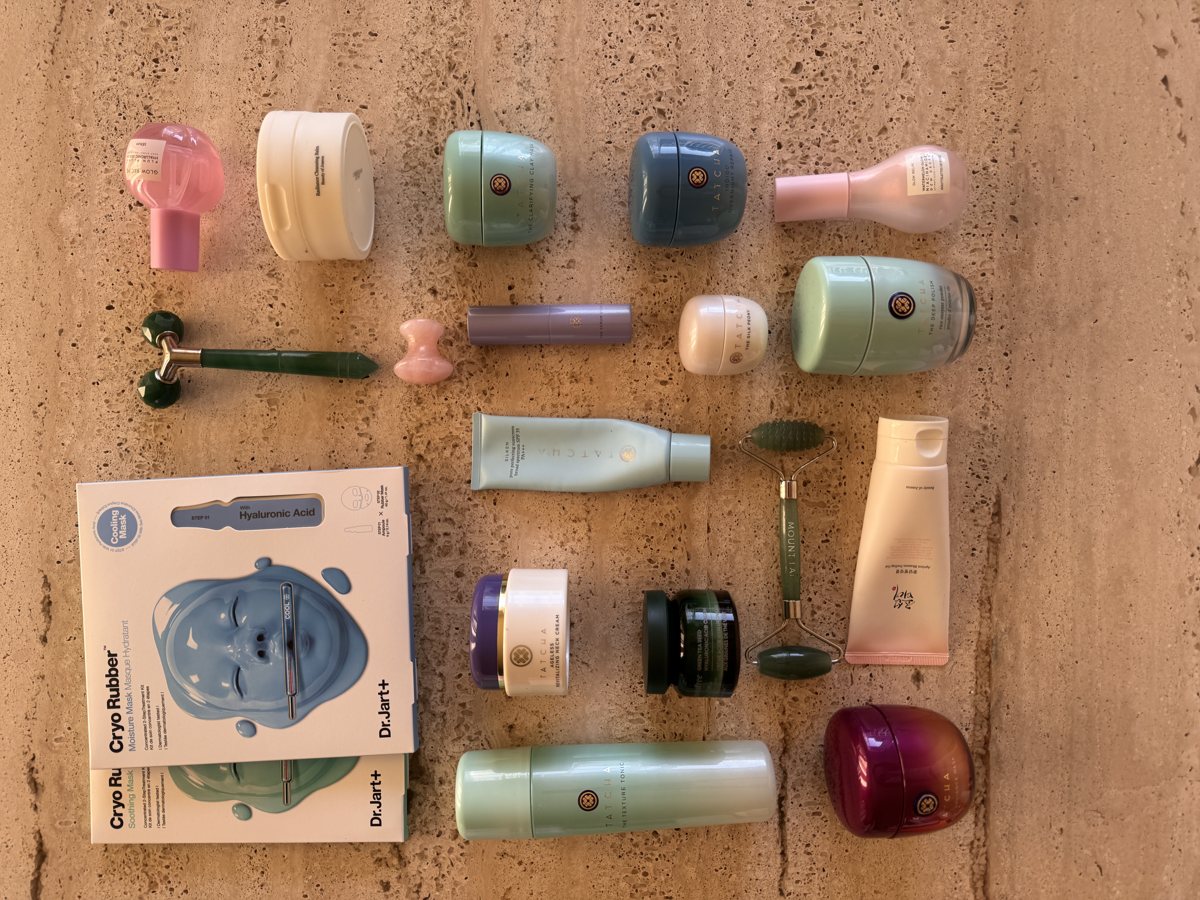 skincare shelf: Beauty of Joseon, TATCHA, TATCHA, Glow Recipe, TATCHA, TATCHA