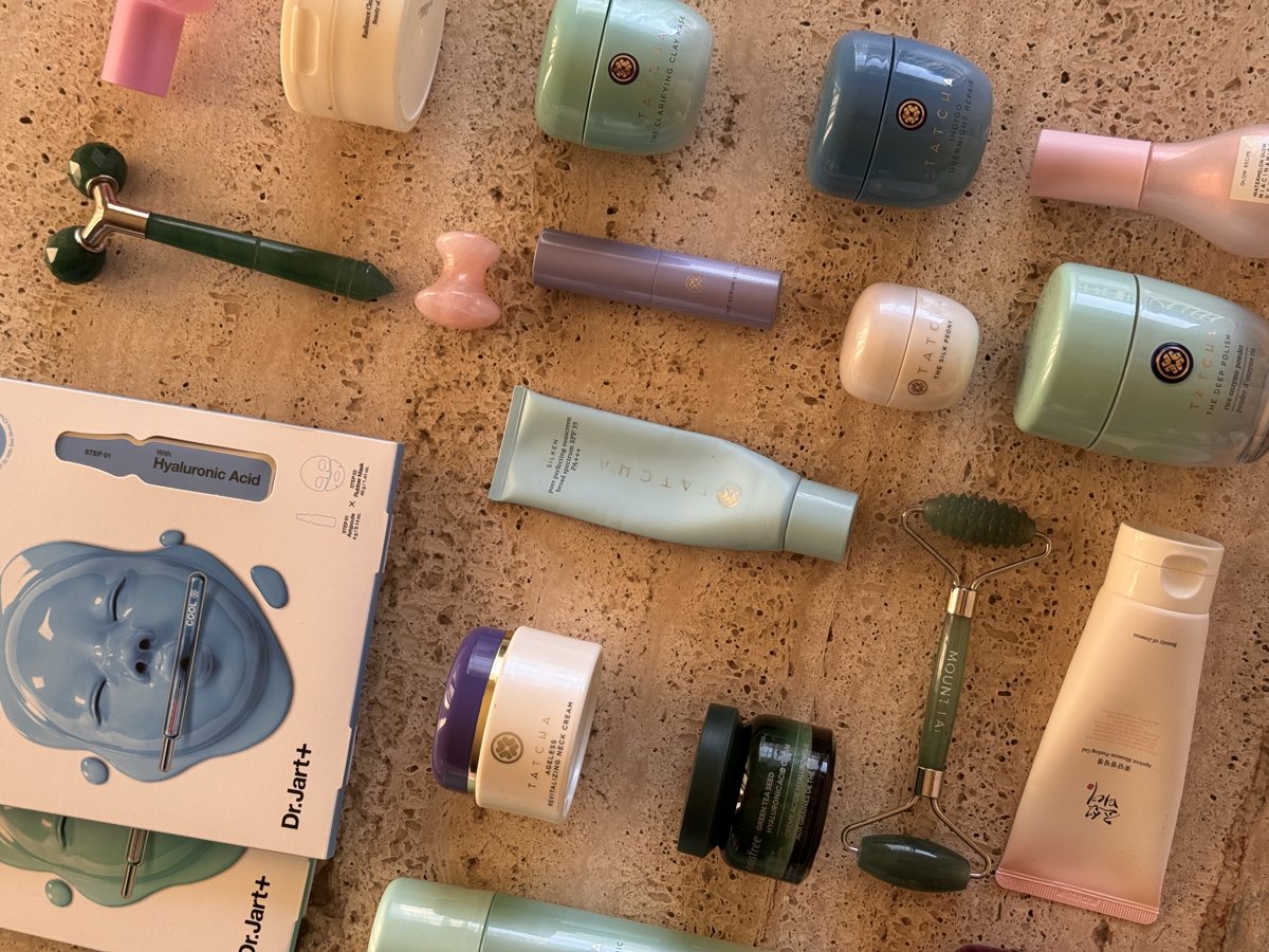 skincare shelf: Beauty of Joseon, TATCHA, TATCHA, TATCHA, TATCHA, TATCHA