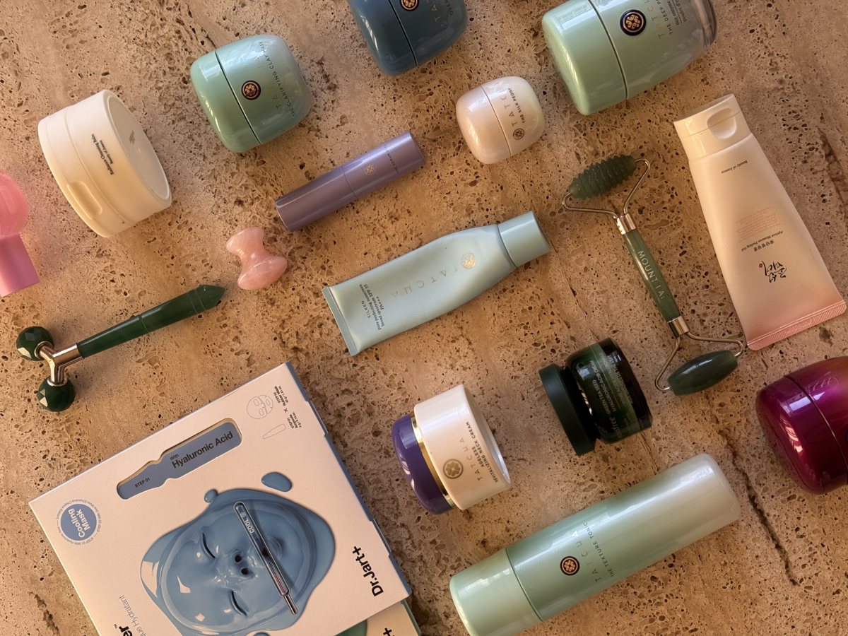 skincare shelf: Beauty of Joseon, TATCHA, TATCHA, TATCHA, TATCHA, TATCHA