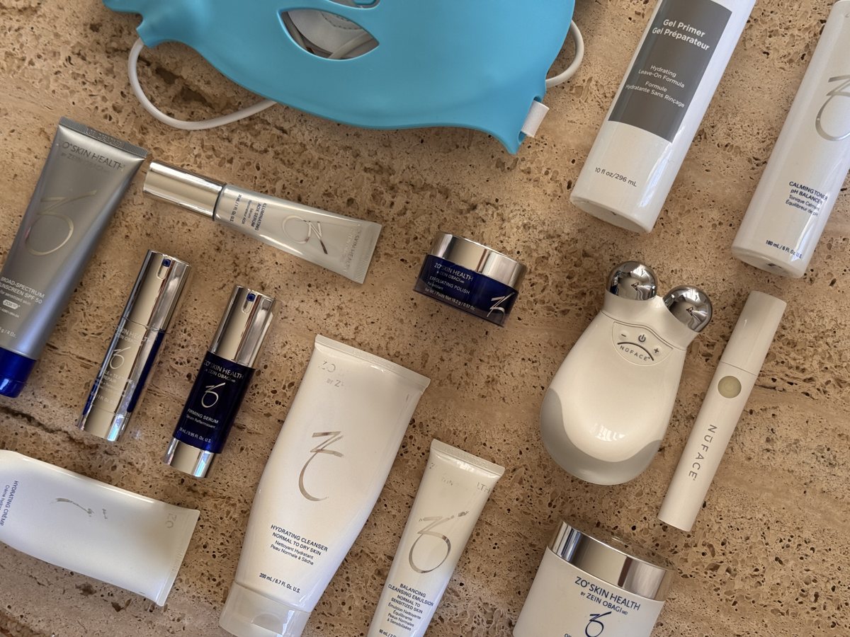 skincare shelf: ZO SKIN HEALTH, ZO SKIN HEALTH, ZO SKIN HEALTH, ZO SKIN HEALTH, ZO SKIN HEALTH