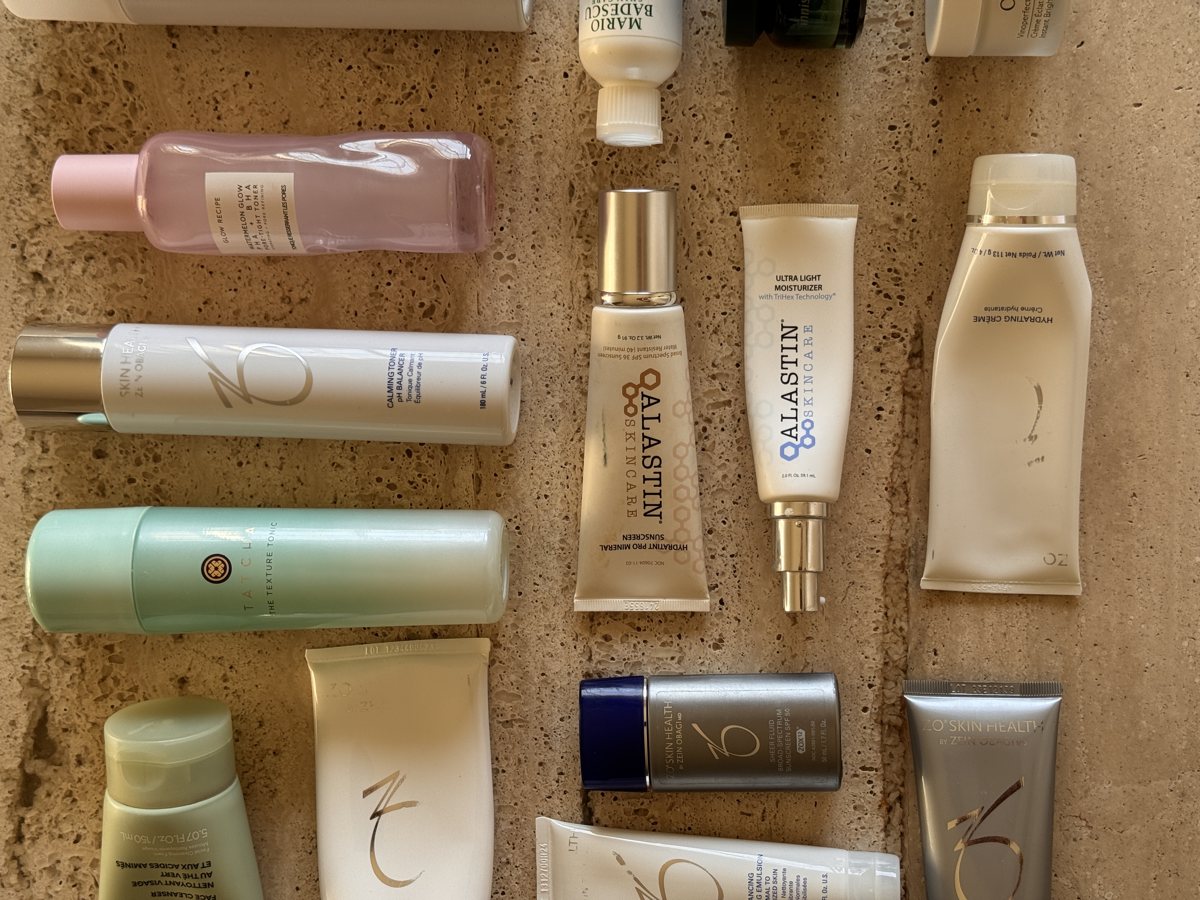 skincare shelf: Caudalie, Mario Badescu, innisfree, Caudalie, Glow Recipe, ZO SKIN HEALTH
