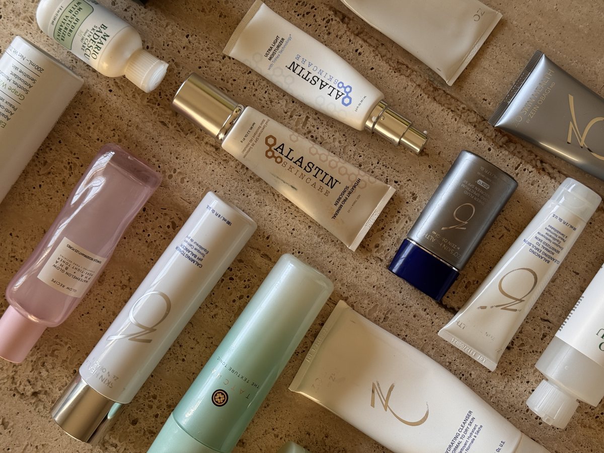 skincare shelf: Mario Badescu, Caudalie, ALASTIN, ZO SKIN HEALTH, ZO SKIN HEALTH, Glow Recipe