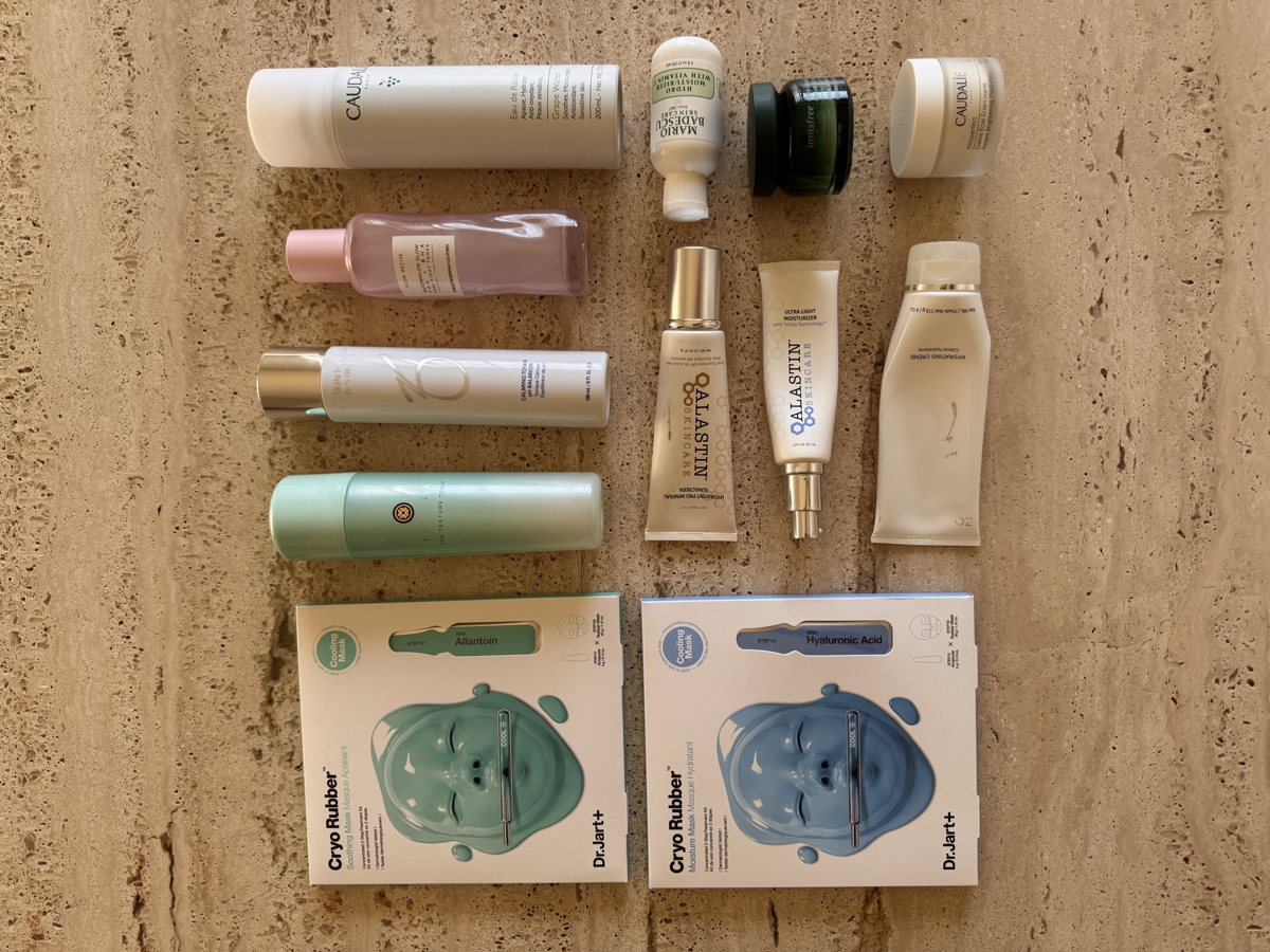 skincare shelf: Caudalie, ZO SKIN HEALTH, ALASTIN, Mario Badescu, Dr.Jart+, Dr.Jart+
