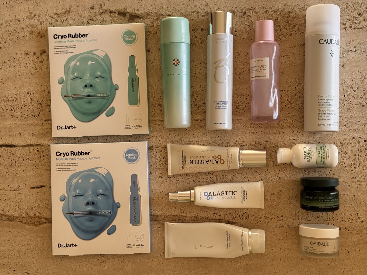 skincare shelf: Dr.Jart+, Dr.Jart+, ZO SKIN HEALTH, Glow Recipe, Caudalie, ALASTIN