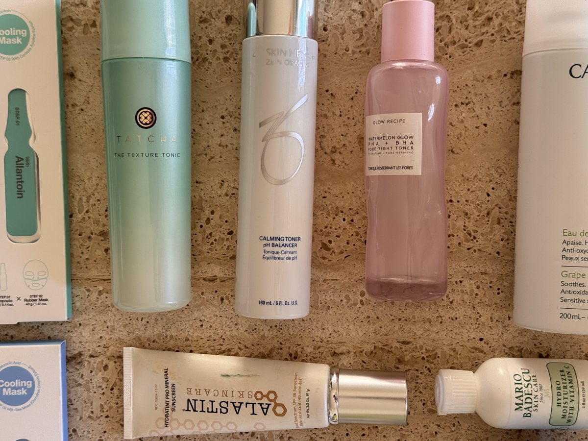 skincare shelf: Dr.Jart+, Dr.Jart+, ZO SKIN HEALTH, Glow Recipe, Caudalie, ALASTIN