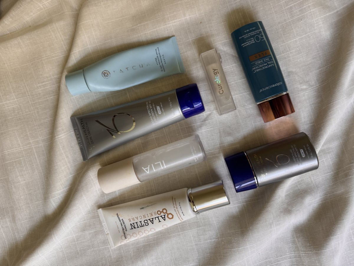 sunscreen for face shelf: TATCHA, ZO SKIN HEALTH, Colorescience, ALASTIN