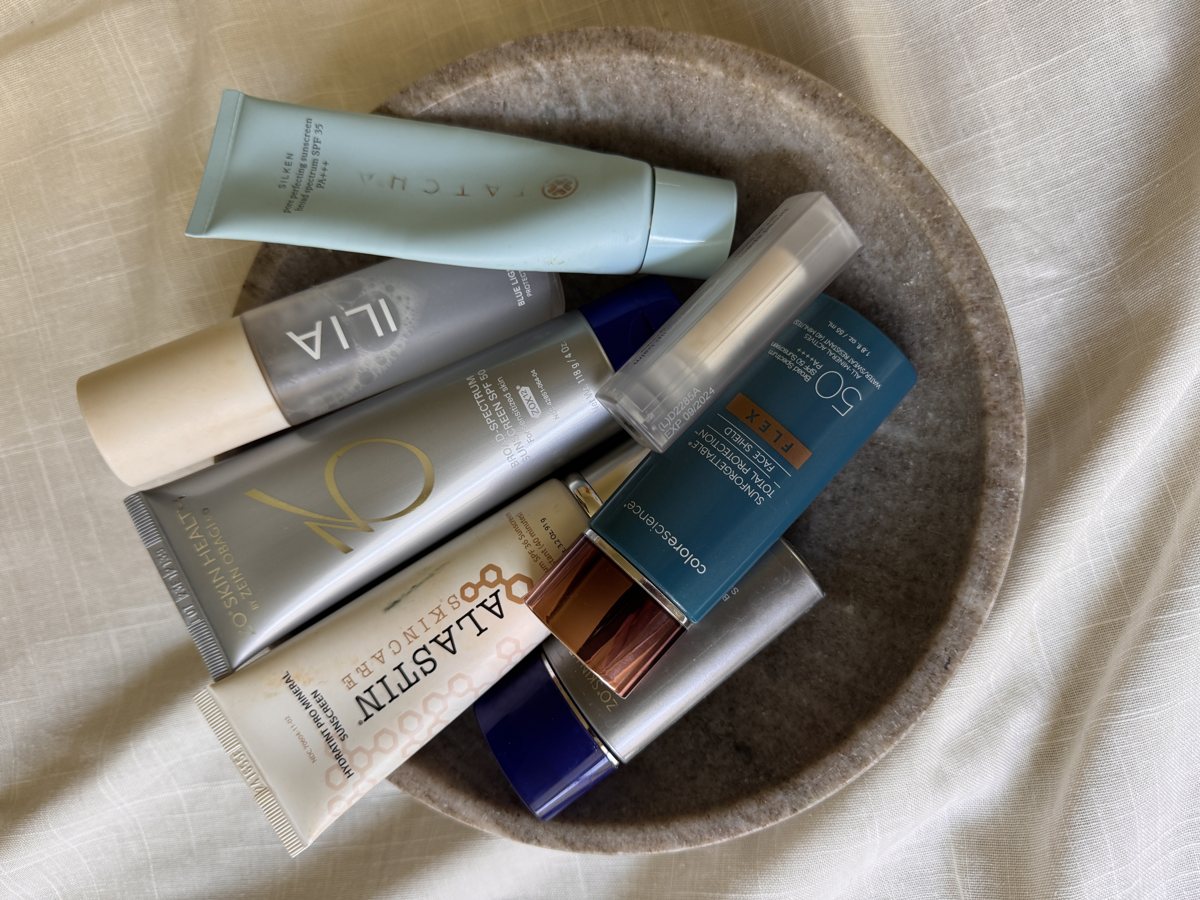 sunscreen for face shelf: TATCHA, ZO SKIN HEALTH, Colorescience, ALASTIN