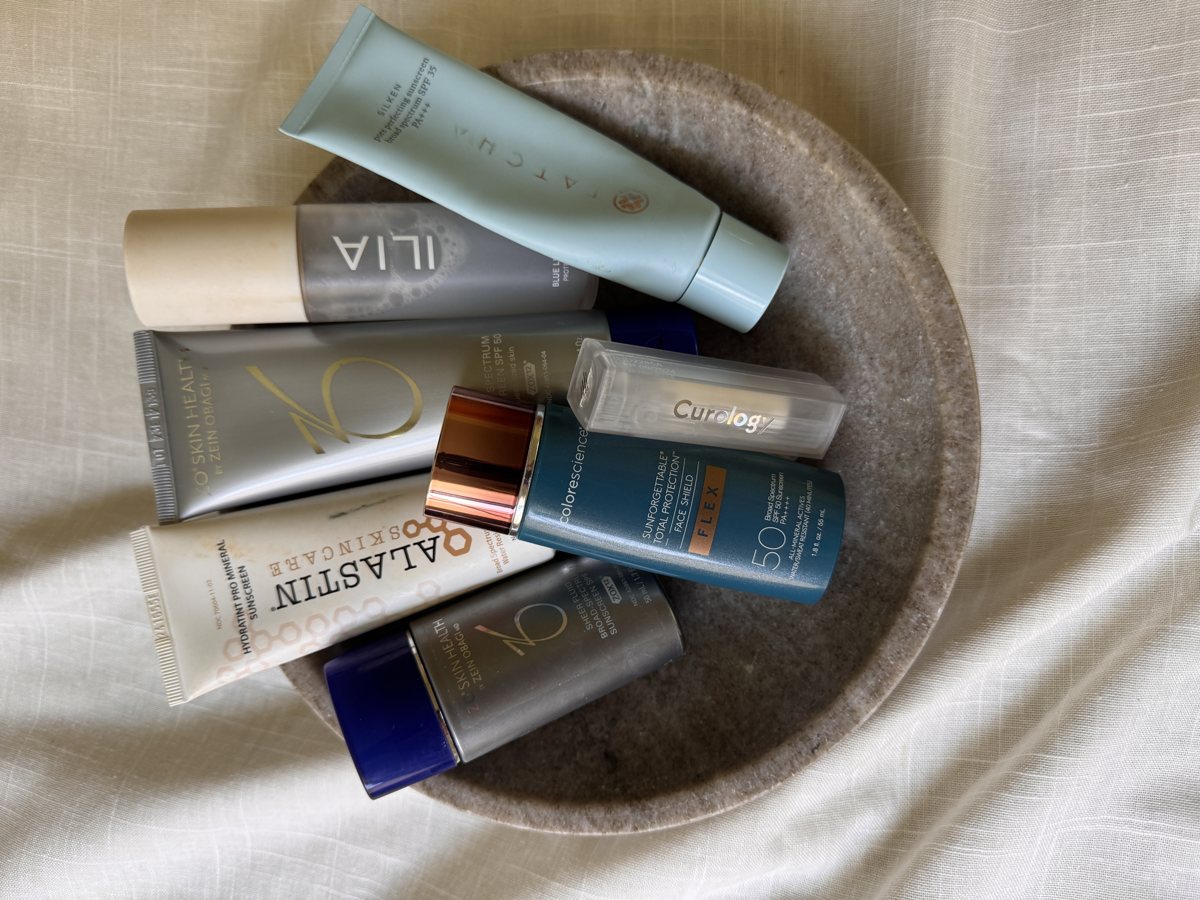 sunscreen for face shelf: TATCHA, ZO SKIN HEALTH, Colorescience, ALASTIN